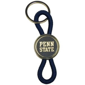keychain with navy rope and metal disc with laser engraved Penn State
